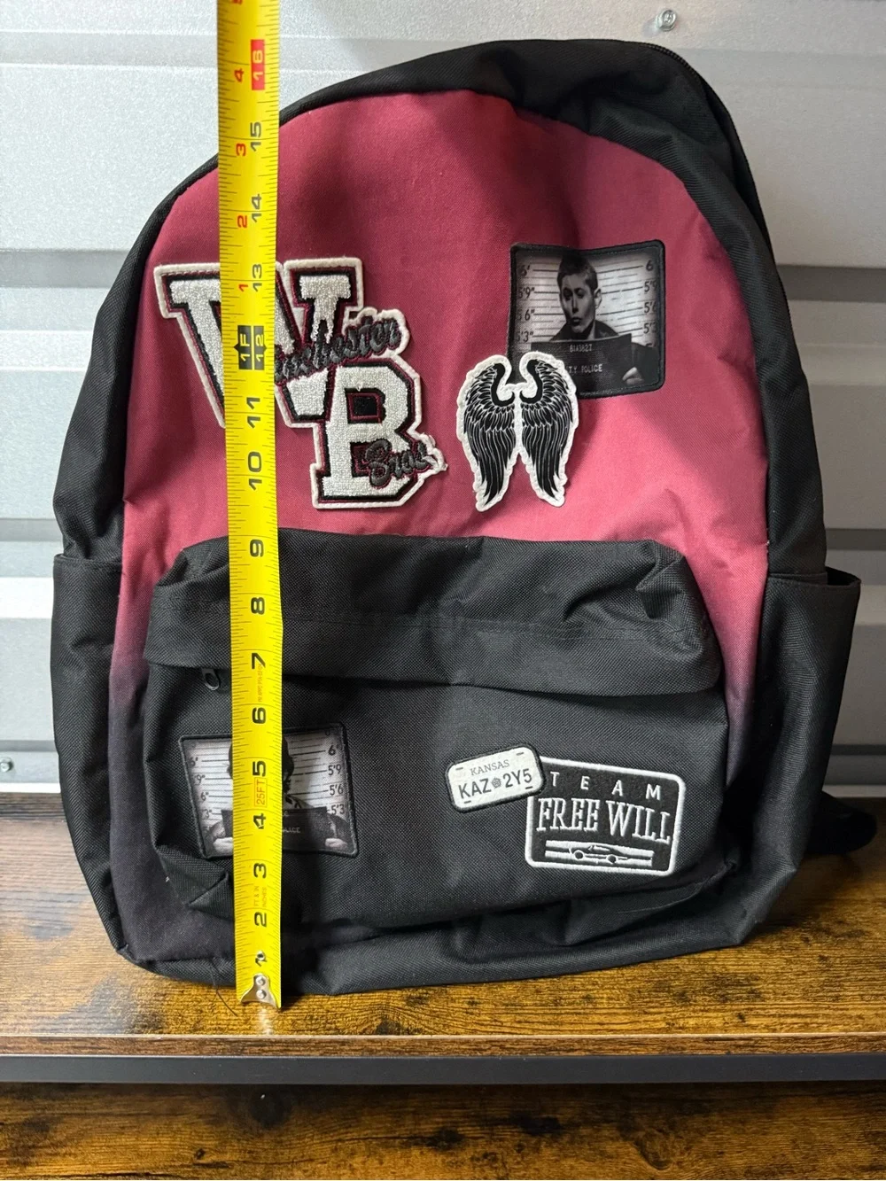 Supernatural Winchester Bros Sam & Dean Patches Black & Red Backpack